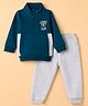 Pepito Fleece Knit Full Sleeves T-Shirt & Pyjama Winter Wear Night Suit with Legend Dude & Animal Print - Blue