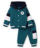 Pepito Fleece Knit Hooded Full Sleeves Winter Wear Suits With Star & Text Print - Teal Blue