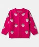 Babyhug Knit Front Open Sweaters with Full Sleeves and Strawberry Design in Pink