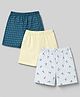Babyhug Cotton Poplin Woven Checks & Striped Boxers with Anchor Print Pack of 3 - Teal Yellow White