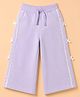 Babyhug 100% Cotton Looper Knit Full Length Lounge Pant with Bow Lace - Lavender