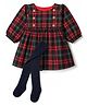 Babyhug Cotton Woven Full Sleeves Frock with Leggings and Checks Print - Red