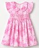 Babyhug Cotton Woven Cap Sleeves Floral Printed Smocked Frock - Pink