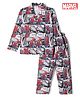 Ollypop Marvel Sinker Knit Full Sleeves Co-Ords Shirt & Pyjama Night Suit with Spider-Man Comic Print - White