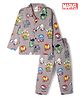 Ollypop Sinker Knit Full Sleeves Co-Ords Shirt & Pyjama Night Suit with Avengers Print -Grey