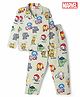 Ollypop Marvel Sinker Knit Full Sleeves Co-Ords Shirt & Pyjama Night Suit with Avengers Print - Light Green