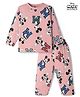 Ollypop Disney Knit Full Sleeves T-Shirt & Joggers Co-ords Set With Mickey Mouse Graphic - Pink