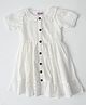 Bella Moda Cotton Woven Puffed Sleeves All over self designed Schifflie Dress - White