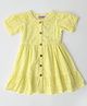 Bella Moda Cotton Woven Puffed Sleeves All over self designed Schifflie Dress - Yellow