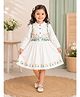 Bella Moda Cotton Woven Full Sleeves Dress With Floral Embroidery - White