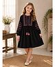 Bella Moda Cotton Woven Full Sleeves Geometric & Abstract Embroidered Dress - Black