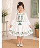 Bella Moda Cotton Woven Dress with Three Fourth Sleeves and Strawberry Embroidery - White
