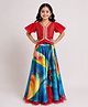 Elaisha Woven Half Sleeves Lace Embellished Mirror Work Detailed Choli & Lehenga Set - Red & Blue