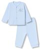 Zero Sinker Knit Full Sleeves T-Shirt & Pyjama Night Suit with Elephant & Monkey Print - Sky Blue