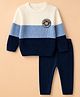 Babyhug Knit Sweater Sets Full Sleeves with Tiger Patch in Blue for 6-9 Months
