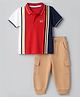 Babyhug 100% Cotton Single Jersey Knit Half sleeves T-shirt & Joggers Set With Text Embroidery - Red