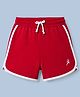 Pine Active Terry Knit Above Knee Length Solid Color Performance Shorts - Red