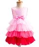 Babyhug Mesh Woven Sleeveless Party Dress With Sequin & Bow Applique - Pink