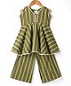 Teentaare Cotton Woven Sleeveless Kurti & Salwar Set with Floral Print - Green