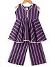 Teentaare Cotton Woven Sleeveless Kurti & Salwar Set with Floral Print - Purple