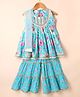 Teentaare Cotton Woven Sharara Kurta Set and Dupatta with Sleeveless and Floral Print in Blue