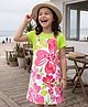 OLLINGTON ST. Sinker Woven Knit Half Sleeves T-Shirt & Floral Twill Printed Frock - Limegreen & White