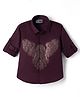 Dapper Dudes Cotton Woven Shirt with Full Sleeves and Eagle Print - Wine