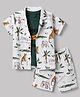 Dapper Dudes Cotton Woven Half Sleeves Jungle Safari Printed Shirt With Cordinating Shorts & Tee - Green