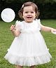 Babyhug Mesh Woven Sleeveless Party Dress With Sequinned & Frills - White