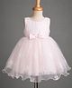 Babyhug Mesh Woven Sleeveless Floral Sequinned Party Dress With Bow Applique - Light Pink