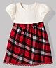 Babyhug Cotton Woven One Piece Dress with Half Sleeves and Checked Print - Red