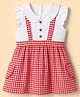 Babyhug See Sucker Woven Half Sleeves Pinafore Dress with Checked Print - Red