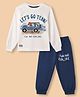 Mini Donuts Single Jersey Knit Full Sleeves T-Shirts & Joggers Set with Jeep & Text Print - White