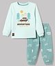 Mini Donuts Single Jersey Knit Full Sleeves T-Shirt & Joggers Set with Car & Text Print - Light Green