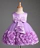 Babyhug Mesh Woven Sleeveless Solid Colour Party Dress with Floral Corsage & Bow Applique - Lavender