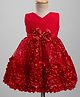 Babyhug  Mesh Woven Sleeveless Party Dress With Sequin Detailing & Floral Corsage - Red