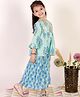 Superminis Cotton Woven Three Fourth Sleeves Floral Motif Kurti & Gharara Set - Light Blue