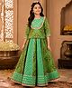 Superminis Cotton Woven Three Fourth Sleeves Gota Lace Detailed Bandhani Designed Ethnic Lehenga Choli Set - Green