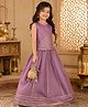 Superminis Chanderi Silk Woven Sleeveless Gota Lace Embellished & Floral Foil Printed Coordinating Lehenga With Choli - Purple