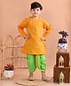 Superminis Cotton Woven Full Sleeves Abstract Embroidered Kurta with Dhoti - Mustard