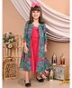 Superminis Cotton Woven Solid Dress With Three Fourth Sleeves Floral Printed Shrug  -  Blue - 2-3Y - Cotton - (2 to 3 Years)