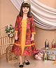 Superminis Cotton Woven Solid Dress With Three Fourth Sleeves Floral Printed Shrug  - Red - 2-3Y - Cotton - (2 to 3 Years)