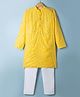 Superminis Rayon Woven  Full Sleeves Chevron Designed Thread Work Embroidered & Mirror Wok Embellished Kurta & Pyjama Set - Yellow
