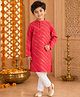 Superminis Cotton Woven  Full Sleeves Leheriya Printed Kurta With Pyjama Set - Red