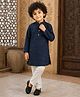 Superminis Rayon Woven Full Sleeves Sequin Kurta Pyjama Set - Navy Blue