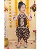 Titrit Cotton Woven Sleeveless Floral Embroidered Kurti & Dhoti Set - Brown