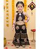 Titrit Cotton Woven Sleeveless Abstract Printed Kurti & Sharara Set - Black