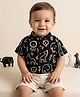 KLINGARU Cotton Knit Half Sleeves Jungle Printed Shirt & Shorts Set - Black