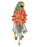 Aye Candy Bird Designed Beads Embellished Floral Applique Detailed Alligator Hair Clip - Green