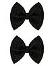 Aye Candy Glitter Embellished Bow Applique Detailed Alligator Hair Clips - Black